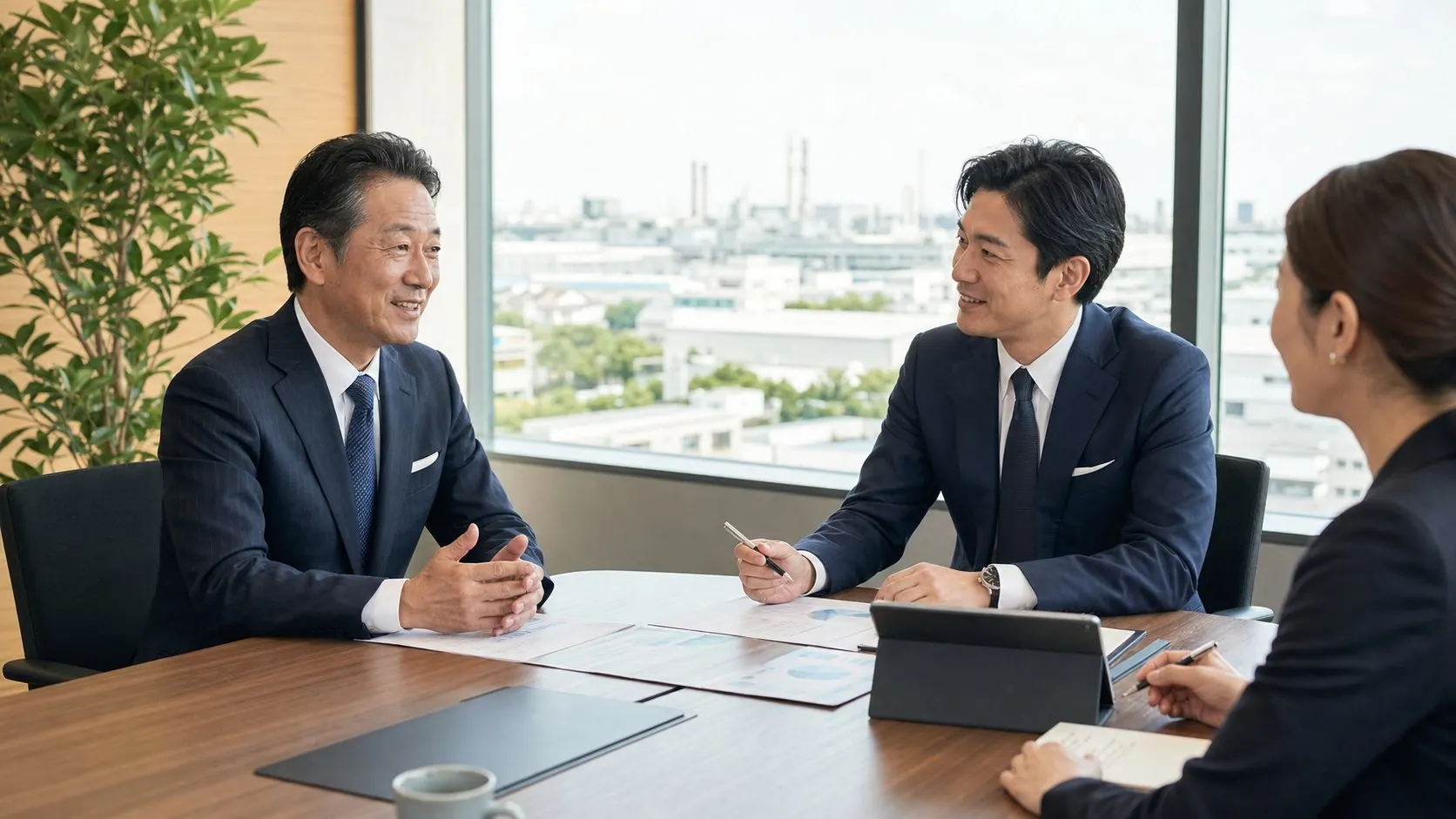 埼玉県の会社売却と事業承継について経営者と専門家が相談している様子