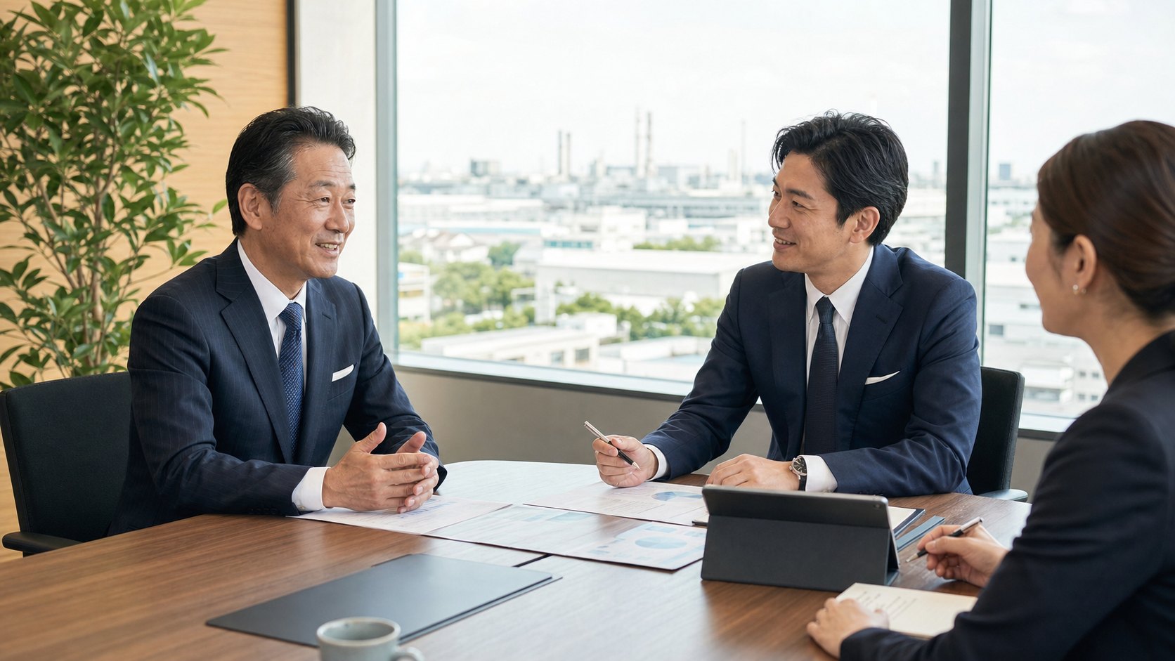 埼玉県の会社売却と事業承継について経営者と専門家が相談している様子