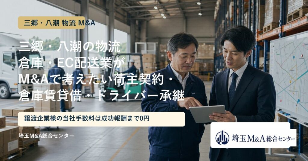 三郷・八潮の物流・倉庫・EC配送業のM&Aを解説するアイキャッチ画像